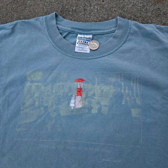 Vtg 90s GEORGES SEURAT Sunday Afternoon on La Grande Jatte Art T Shirt Blue XL - Picture 3 of 6